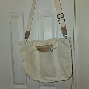 Cream Canvas Shoulder Bag